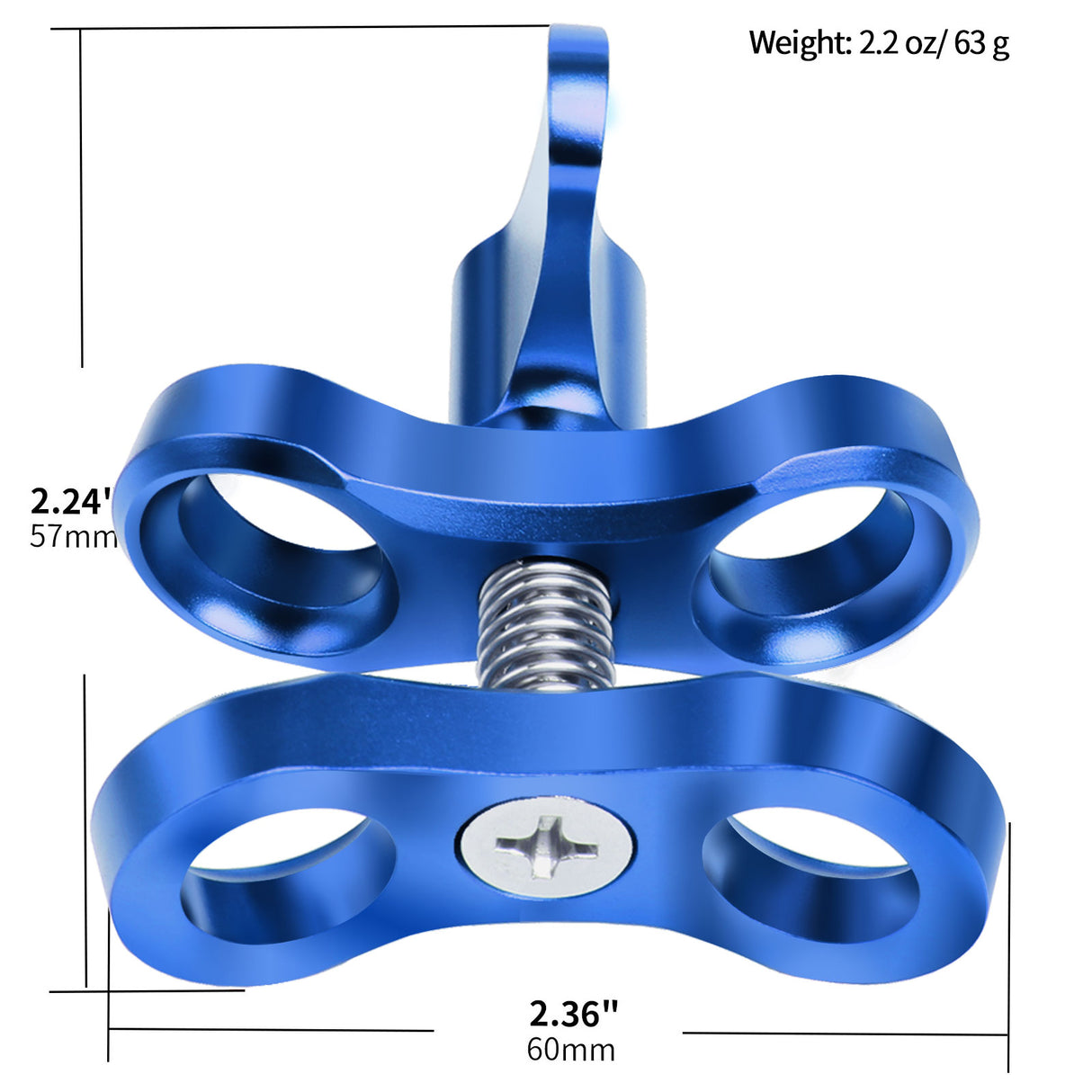 1'' Aluminum Ball Clamp Mount for Underwater Diving Light Arms Tray System, 360° Clip Adapter Bracket Holder for Action Camera Flashlight Arms System, Photography Diving Camera(2PCS)