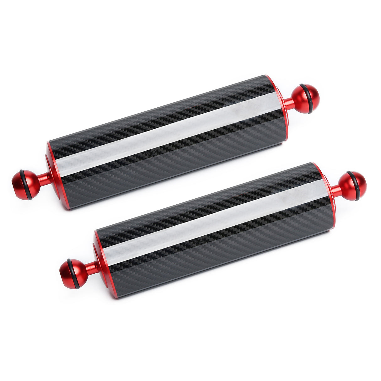 Red 10" Underwater Carbon Fiber Float Arm, for Ultralight, Aquatic Arm, Dual 1'' Ball Buoyancy Floating Arms Lighting System for Diving Tray Video Light/Strobe (2pack)