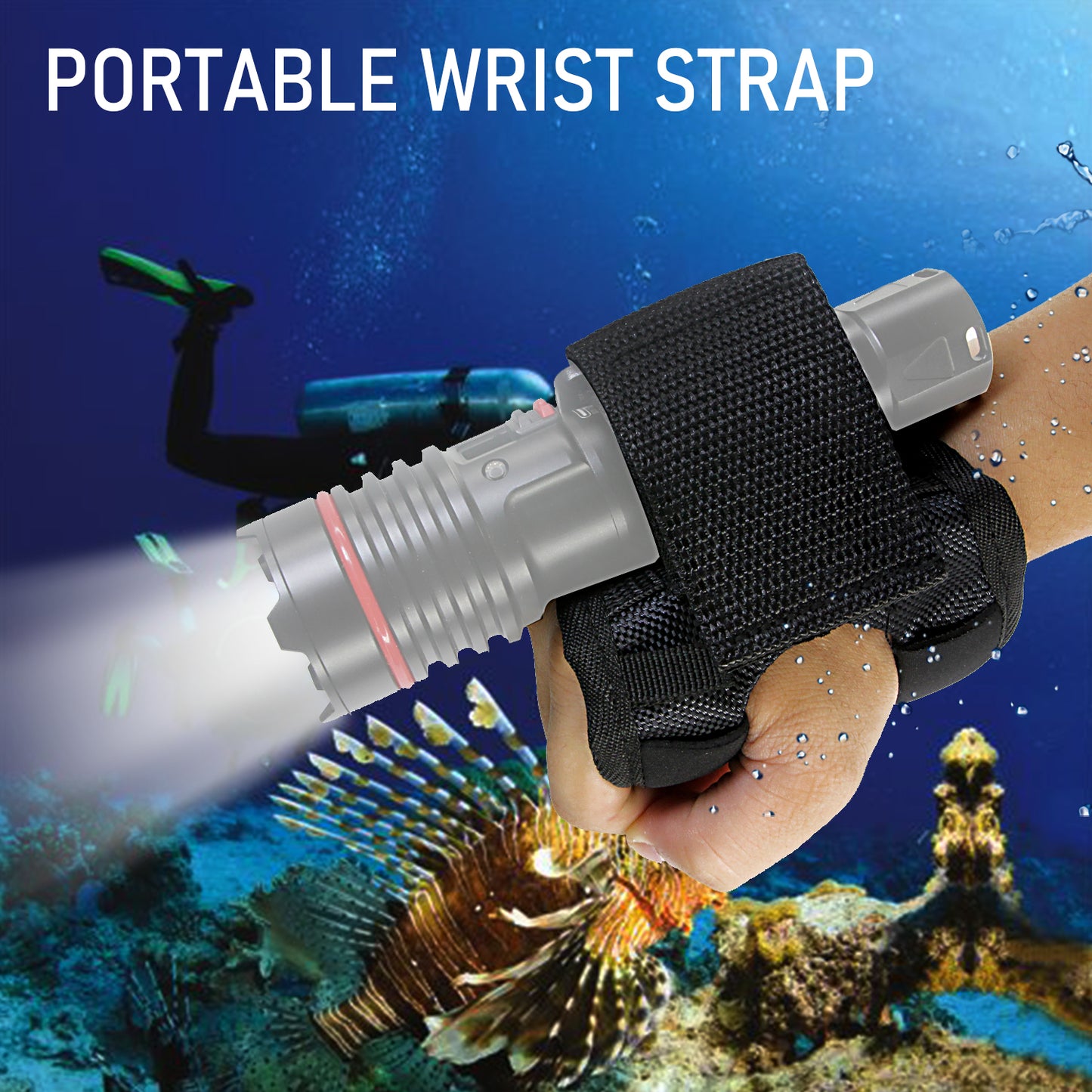 LetonPower Diving Flashlight Glove Hands-Free Dive Light Holder with Magic Tape Diving Flashlight Holder Universal Adjustable Wrist Strap(Not Included Flashlight)