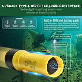 Diving Flashlight, Professional Dive Light,1800 Lumens IPX-8 Waterproof Flashlight,100m Underwater Flashlight,5500K White Light Charging Diving Light for Scuba Diving Underwater Hunting（复制）