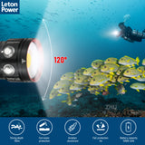 Diving Flashlight, L12 8000Lumens Dive Light,100m Underwater Video Light, Scuba Dive Lights, Underwater Flashlight with Type-C Charging for Professional Under Water Sports