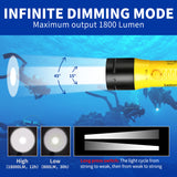 Diving Flashlight, Professional Dive Light,1800 Lumens IPX-8 Waterproof Flashlight,100m Underwater Flashlight,5500K White Light Charging Diving Light for Scuba Diving Underwater Hunting