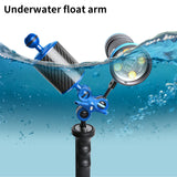 Blue 5" Underwater Carbon Fiber Float Arm, for Ultralight, Aquatic Arm, Dual 1'' Ball Buoyancy Floating Arms Lighting System for Diving Tray Video Light/Strobe (2pack)