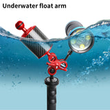 Red 5" Underwater Carbon Fiber Float Arm, for Ultralight, Aquatic Arm, Dual 1'' Ball Buoyancy Floating Arms Lighting System for Diving Tray Video Light/Strobe (2pack)