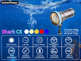 Shark CX 8000 Lumen Dive Light, 120m Waterproof Underwater Video Light 98 CRI with 120 Degree Wide Beam Angle Scuba Flashlight for Underwater Professional Dive Photography Fill Light