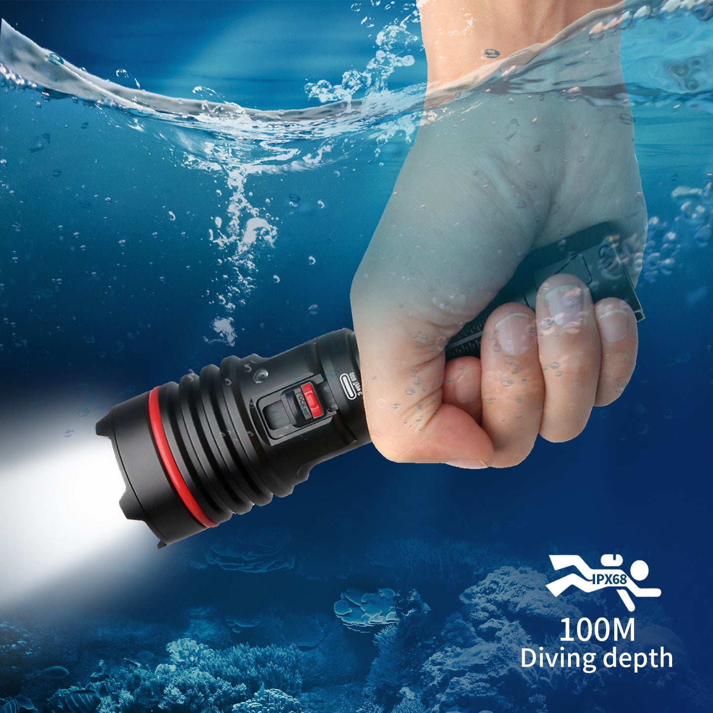 Dive Light, Underwater Flashlight, Underwater Light, Letonpower 2000Lumens Dive Lights Scuba Diving, Diving Flashlight With Type-C Charging for Professional Underwater Sport, Underwater 100m Flashligh