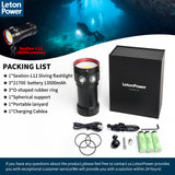 Diving Flashlight, L12 8000Lumens Dive Light,100m Underwater Video Light, Scuba Dive Lights, Underwater Flashlight with Type-C Charging for Professional Under Water Sports