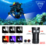 B15 Dive Light Underwater Flashlight 8000Lumens Underwater Video Lights 80m Scuba Dive Light Diving Flashlight for Under Water Sports,Underwater Video Shooting and Photography