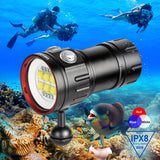 B24 Dive Light Underwater Flashlight 9000Lumens Underwater Video Lights 80m Scuba Dive Light Diving Flashlight for Under Water Sports,Underwater Video Shooting and Photography