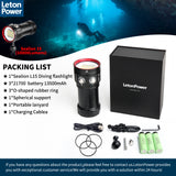 Diving Flashlight, L15 10000Lumens Dive Light,100m Underwater Video Light, Scuba Dive Lights, Underwater Flashlight with Type-C Charging for Professional Under Water Sports